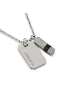 Diesel Naszyjnik Brave Armor Double Pendant DX1156040 Srebrny. Materiał: srebrne. Kolor: srebrny