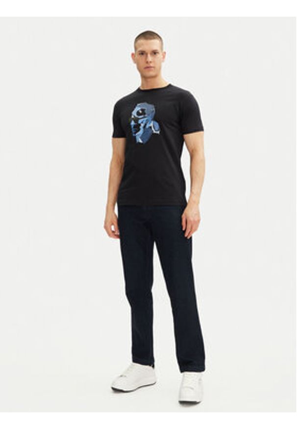 Karl Lagerfeld - KARL LAGERFELD T-Shirt 755065 552241 Granatowy Regular Fit. Typ kołnierza: dekolt w karo. Kolor: niebieski. Materiał: bawełna