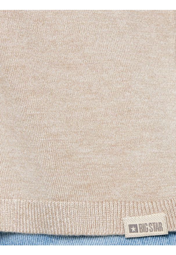 Big-Star - Sweter damski z wiskozy beżowy Faustii 801. Typ kołnierza: dekolt w serek, dekolt w kształcie V. Kolor: beżowy. Materiał: wiskoza. Długość rękawa: długi rękaw. Długość: długie. Styl: elegancki