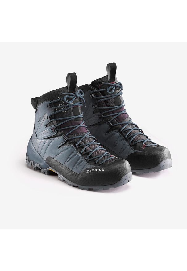 SIMOND - Buty trekkingowe damskie Forclaz MT900 wodoodporne skóra. Kolor: wielokolorowy, fioletowy, szary. Materiał: skóra