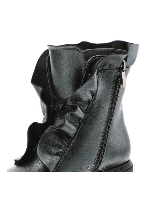 Zielone Botki Armodo Eleganckie Buty Damskie. Kolor: zielony. Materiał: skóra. Szerokość cholewki: normalna. Styl: elegancki