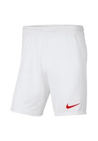 Nike - Męskie Spodenki Park III DriFIT. Kolor: czerwony, biały, wielokolorowy. Sport: turystyka piesza