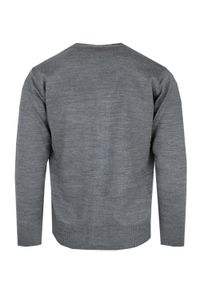 Męski Sweter Wełniany na Guziki - Kardigan - Pako Jeans - Popielaty. Okazja: na co dzień. Kolor: szary. Materiał: akryl, wełna. Styl: casual, elegancki #3