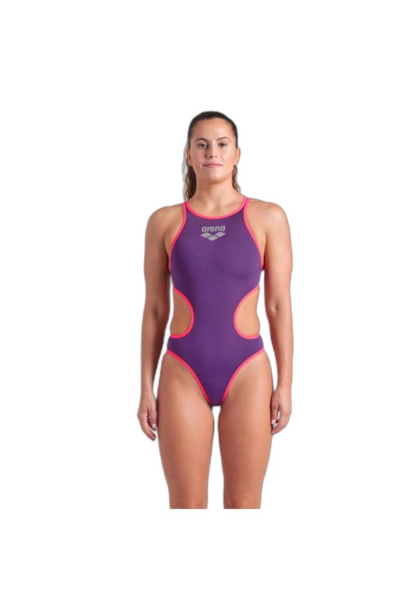 Damski kostium kąpielowy 1-częściowy Arena One Biglogo. Kolor: fioletowy, wielokolorowy, pomarańczowy. Materiał: materiał