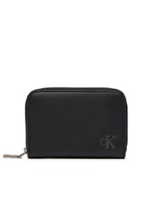 Calvin Klein Jeans Mały Portfel Damski Block Med Zip Around K60K612254 Czarny. Kolor: czarny. Materiał: skóra #1