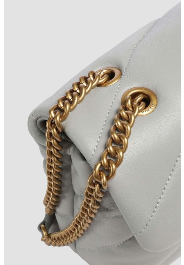 Pinko - PINKO Szara listonoszka damska Love Puff Classic. Kolor: szary. Materiał: pikowane. Styl: elegancki