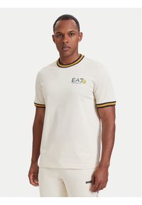 EA7 Emporio Armani T-Shirt 7M002131 AF12957 U1079 Beżowy jasny Regular Fit. Kolor: beżowy. Materiał: bawełna #1
