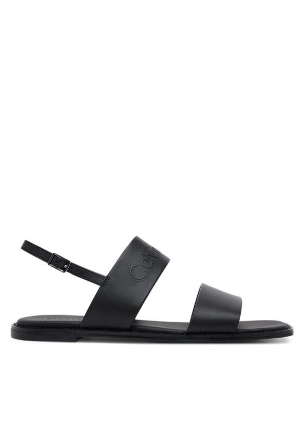 Calvin Klein Sandały Flat Sandal - He HW0HW02377 Czarny. Kolor: czarny. Materiał: skóra