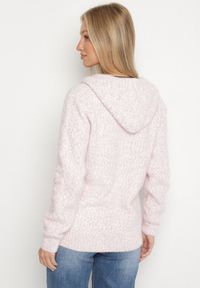 Born2be - Jasnoróżowy Kardigan z Wełną na Suwak z Kapturem Zenlina. Okazja: na co dzień. Typ kołnierza: kaptur. Kolor: różowy. Materiał: wełna. Styl: casual #5