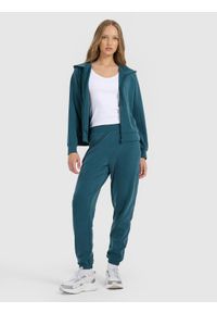 4f - 4F Bluza dresowa rozpinana z modalem damska - turkusowa S. Okazja: na co dzień. Typ kołnierza: kaptur. Kolor: turkusowy. Materiał: dresówka. Styl: casual #2