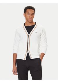 BOSS Kardigan Sardigan 50543472 Biały Relaxed Fit. Kolor: biały. Materiał: syntetyk