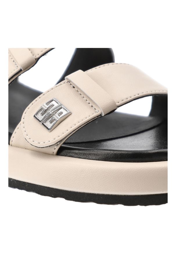 Beżowe Sandały S.Barski Modne Obuwie Damskie. Zapięcie: rzepy. Kolor: beżowy. Wzór: aplikacja. Sezon: lato. Obcas: na platformie. Styl: elegancki