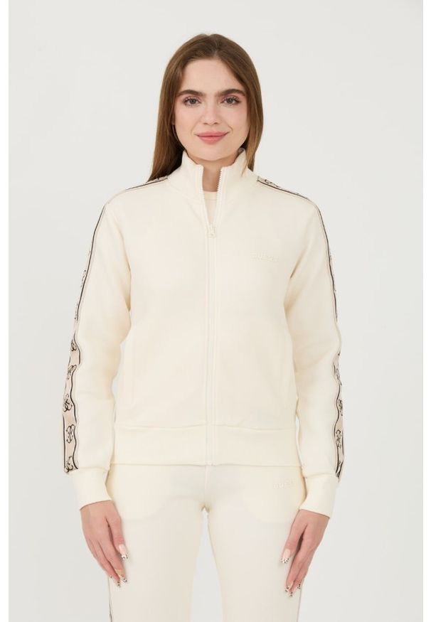 Guess - GUESS Beżowa damska bluza Britney Full Zip, Rozmiar S. Kolor: beżowy