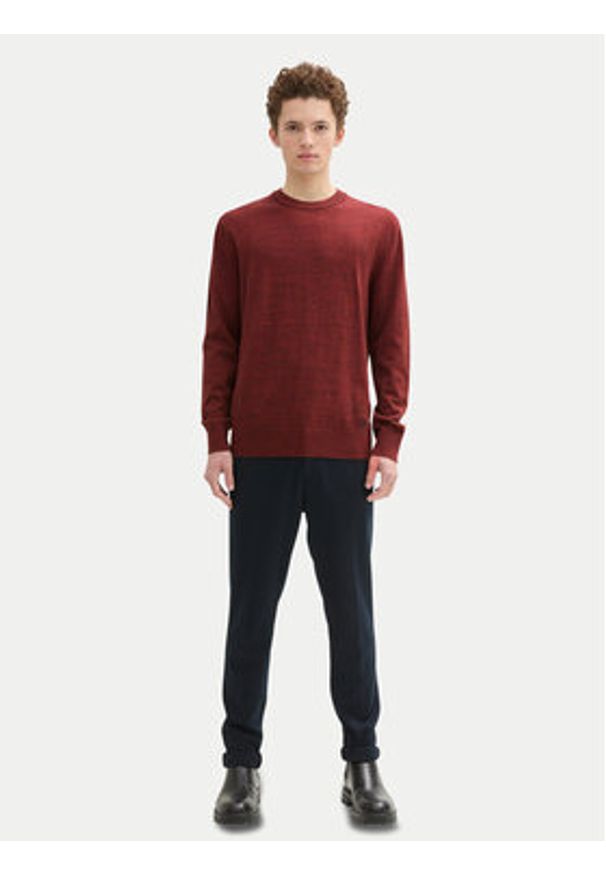 Tom Tailor Denim Sweter 1042509 Czerwony Regular Fit. Kolor: czerwony. Materiał: bawełna