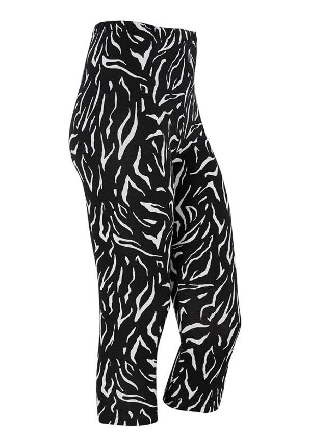Cellbes Wzorzyste legginsy 3/4 Czarny zebra female czarny 38/40. Kolor: czarny. Materiał: guma, jersey. Wzór: motyw zwierzęcy