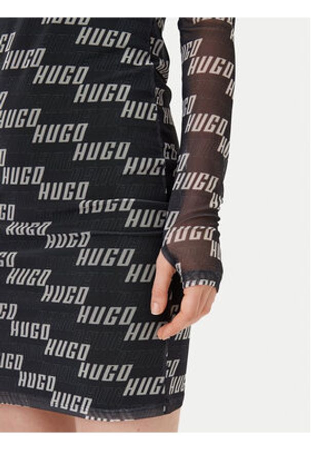 Hugo - HUGO Sukienka codzienna HUGO-50534848 Szary Regular Fit. Okazja: na co dzień. Kolor: szary. Materiał: syntetyk. Typ sukienki: proste. Styl: casual