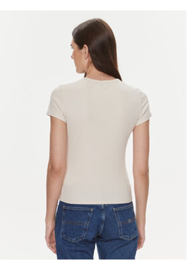 Tommy Jeans T-Shirt Essential DW0DW17383 Beżowy Slim Fit. Kolor: beżowy. Materiał: bawełna