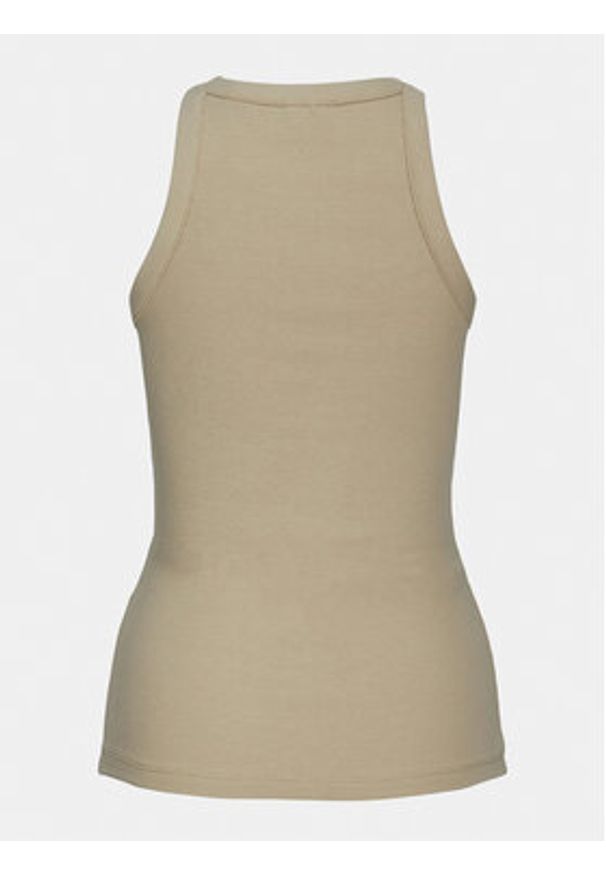 JJXX Top 12224661 Beżowy Rib Fit. Kolor: beżowy. Materiał: bawełna