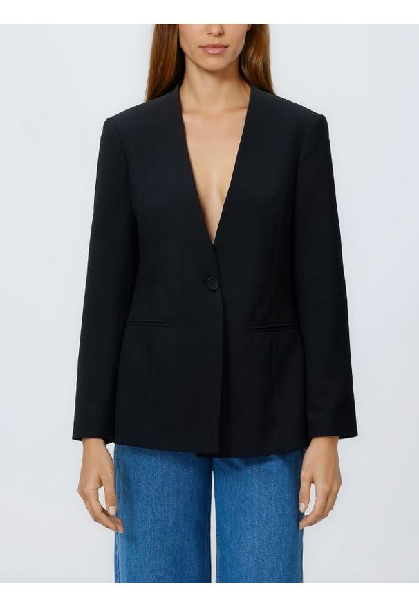 Reserved - Jednorzędowa marynarka - czarny. Kolor: czarny. Materiał: tkanina, wiskoza