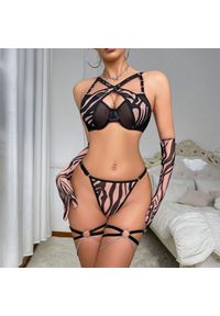 Intica - Komplet bielizny z delikatnym wzorem na romantyczne wieczory Bessy. Kolor: różowy. Materiał: materiał. Wzór: paski #7