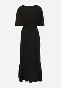 Born2be - Czarna Sukienka z Kopertowym Dekoltem Wiązana w Pasie z Gumką i Falbankami Alleria. Okazja: na co dzień. Typ kołnierza: kołnierz z falbankami. Kolor: czarny. Długość rękawa: krótki rękaw. Typ sukienki: kopertowe. Styl: casual #3