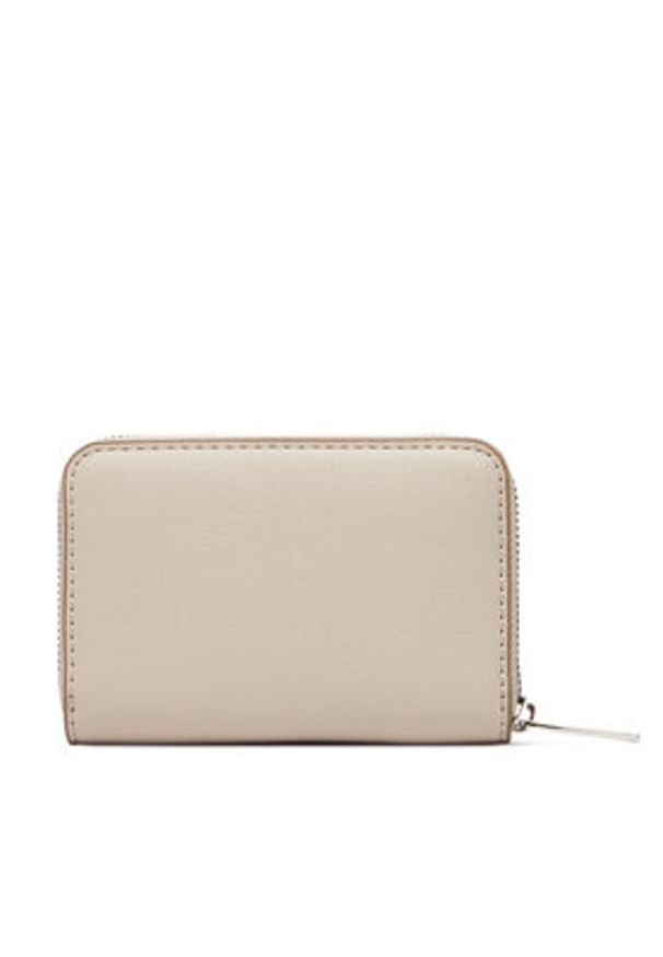 Calvin Klein Duży Portfel Damski Foil Logo Medium Zip Around LV04F1091G Beżowy. Kolor: beżowy. Materiał: skóra