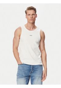Hugo - HUGO Tank top Dapota 50563744 Kremowy Slim Fit. Kolor: kremowy. Materiał: bawełna #1