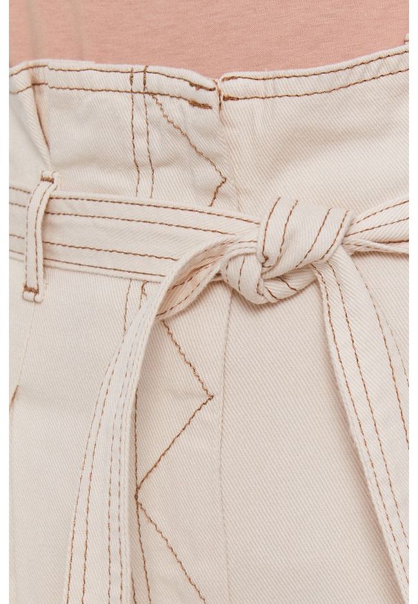 Sisley Jeansy damskie kolor beżowy high waist. Stan: podwyższony. Kolor: beżowy