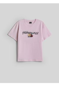 4f - 4F T-shirt loose z nadrukiem damski - różowy XS. Okazja: na co dzień. Kolor: różowy. Materiał: materiał, bawełna, dzianina. Wzór: nadruk. Styl: casual #1
