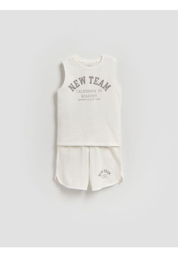 Reserved - Bawełniany komplet - złamana biel. Materiał: bawełna