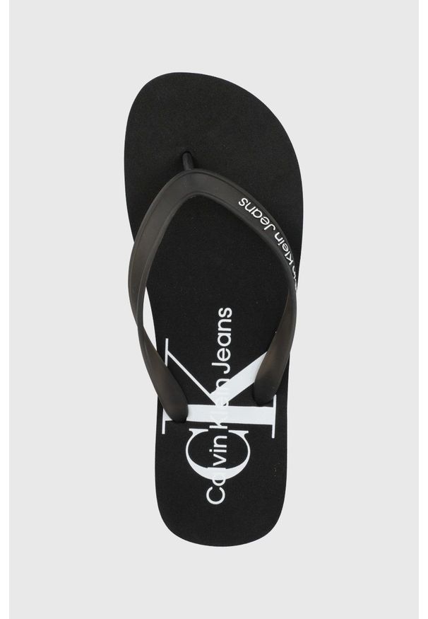 Calvin Klein Jeans japonki męskie kolor czarny. Kolor: czarny. Obcas: na obcasie. Wysokość obcasa: niski
