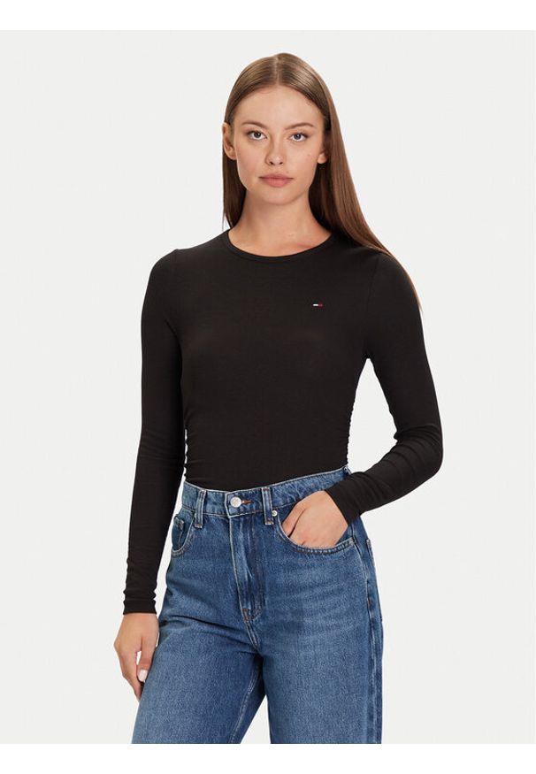 Tommy Jeans Bluzka DW0DW21568 Czarny Slim Fit. Kolor: czarny
