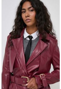 BARDOT - Bardot płaszcz damski kolor bordowy przejściowy. Okazja: na co dzień. Kolor: czerwony. Styl: casual #2