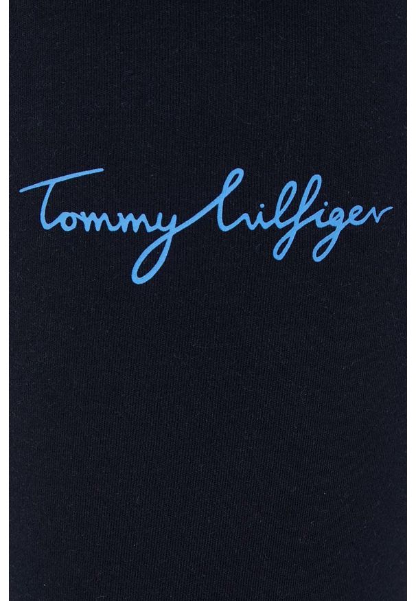 TOMMY HILFIGER - Tommy Hilfiger legginsy damskie kolor granatowy z nadrukiem. Stan: podwyższony. Kolor: niebieski. Materiał: bawełna. Wzór: nadruk