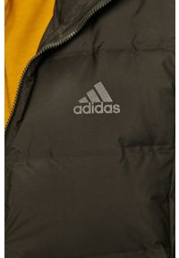 adidas Performance - Kurtka puchowa. Okazja: na co dzień. Typ kołnierza: kaptur. Kolor: zielony. Materiał: puch. Wzór: gładki. Styl: casual #5