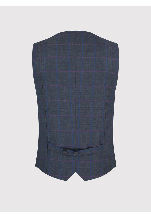 Pako Lorente - PAKO LORENTE – Ciemnoszara kamizelka męska w kratę. Okazja: na co dzień. Kolor: szary. Materiał: poliester, wiskoza. Styl: casual