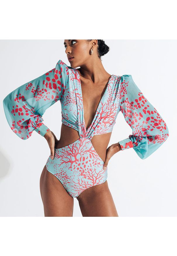 Intica - Strój plażowy z długim rękawem ochrona UV na lato Charyl. Kolor: wielokolorowy. Materiał: materiał. Długość: długie