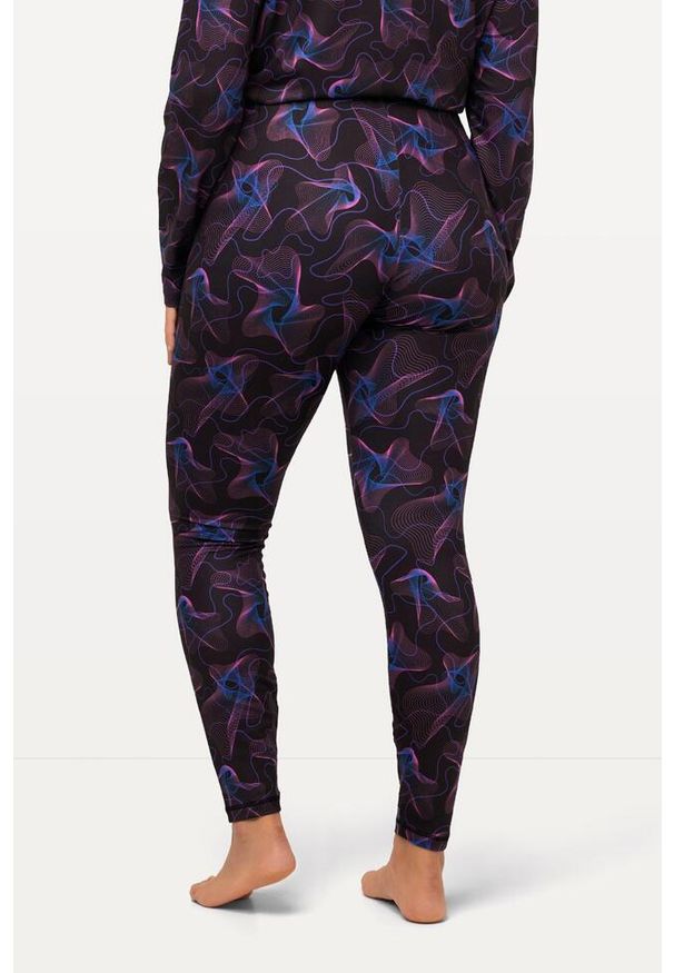 ULLA POPKEN - Damskie Legginsy funkcyjne fale szybkoschnęce. Kolekcja: plus size. Kolor: czarny. Materiał: elastan, poliester, materiał