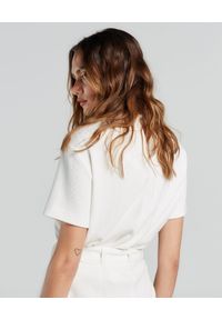 MARLU - Biała bluzka Mela. Kolor: biały. Materiał: tkanina, prążkowany, wiskoza, elastan