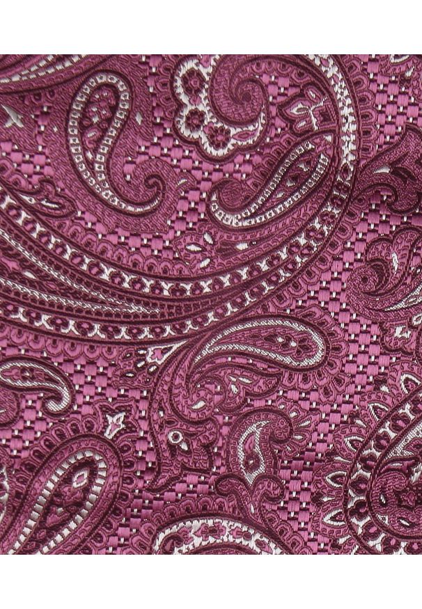 Mucha Męska w Zestawie z Poszetką - Alties - Fuksja w Paisley. Kolor: różowy. Wzór: paisley. Styl: elegancki, sportowy