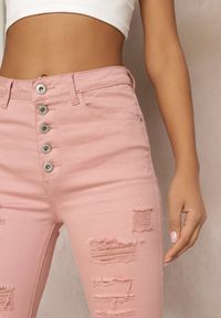 Renee - Różowe Jeansy Skinny z Wysokim Stanem Yholo. Stan: podwyższony. Kolor: różowy. Styl: klasyczny #2