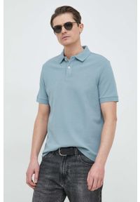 Guess polo bawełniane kolor niebieski gładki. Typ kołnierza: polo. Kolor: niebieski. Materiał: bawełna. Długość: krótkie. Wzór: gładki #1