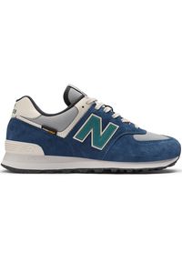 Buty unisex New Balance U574SOA – niebieskie. Kolor: niebieski. Materiał: guma, skóra, tkanina, materiał, syntetyk. Szerokość cholewki: normalna. Model: New Balance 574