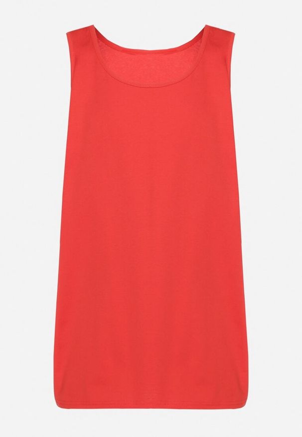 Born2be - Czerwona Bawełniana Koszulka Typu Tank Top Zianessa. Kolor: czerwony. Materiał: bawełna. Wzór: aplikacja