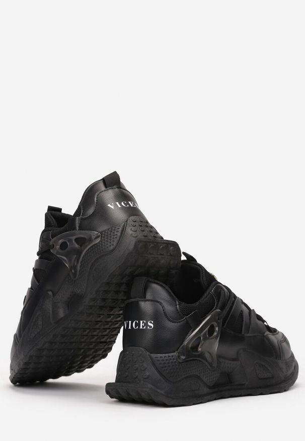 Born2be - Czarne Sneakersy Echowen. Wysokość cholewki: przed kostkę. Kolor: czarny. Materiał: materiał. Szerokość cholewki: normalna. Wzór: aplikacja, napisy