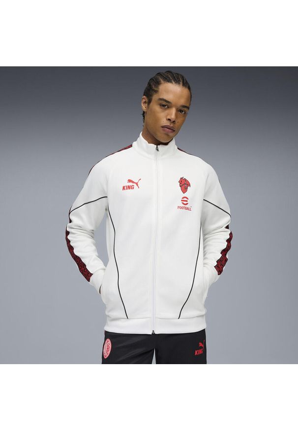 Puma - Męska kurtka AC Milan KING Anthem PUMA White For All Time Red. Kolor: czerwony, biały, wielokolorowy. Sport: bieganie