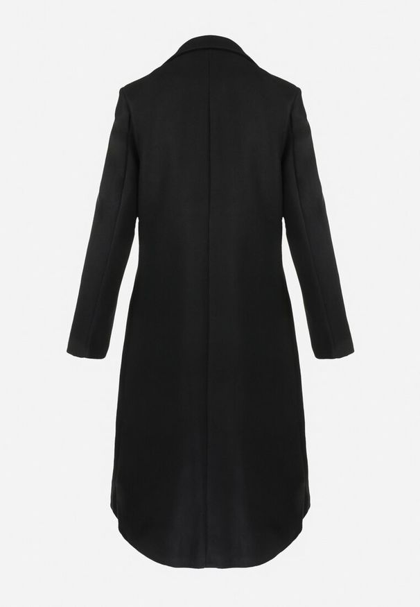 Born2be - Czarny Płaszcz Dwurzędowy Lodis. Okazja: na co dzień. Kolor: czarny. Materiał: tkanina. Długość: długie. Styl: casual, elegancki