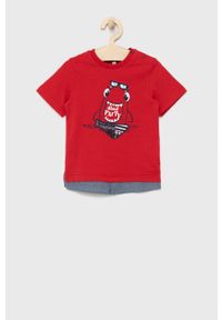 BIRBA&TRYBEYOND - Birba&Trybeyond t-shirt bawełniany dziecięcy kolor czerwony z nadrukiem. Okazja: na co dzień. Kolor: czerwony. Materiał: bawełna. Wzór: nadruk. Styl: casual