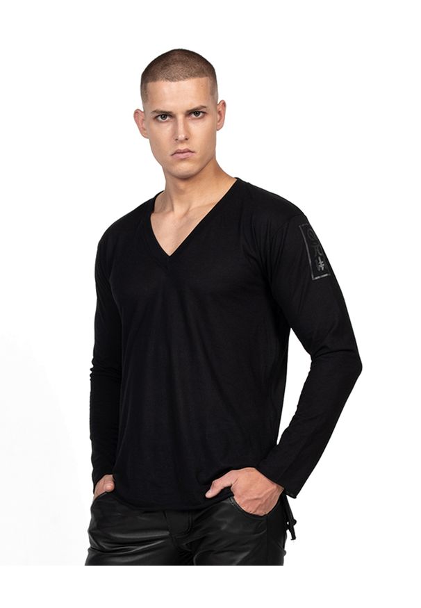 ROBERT KUPISZ - Czarny t-shirt ORIENT MONSHO LONGSLEEVE. Kolor: czarny. Materiał: bawełna. Długość rękawa: długi rękaw. Długość: długie. Wzór: nadruk. Styl: klasyczny