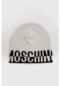 MOSCHINO - Moschino czapka z domieszką wełny kolor biały z domieszką wełny. Kolor: biały. Materiał: wełna